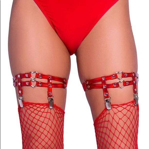 𝅺RED mini heart garters Halloween festival - Picture 2 of 3